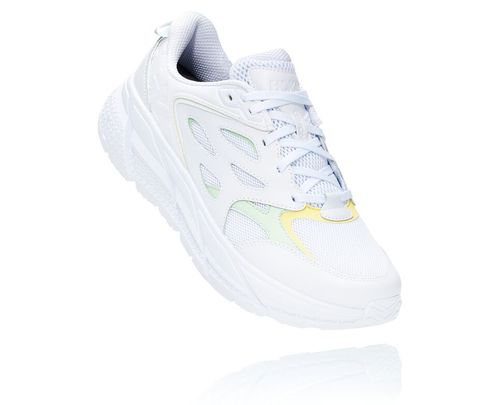 Hoka One One Dame/Herre Clifton L Nøytrale Casual Wear Road Løpesko Hvit/Grønn Ash Norge-63TGQ